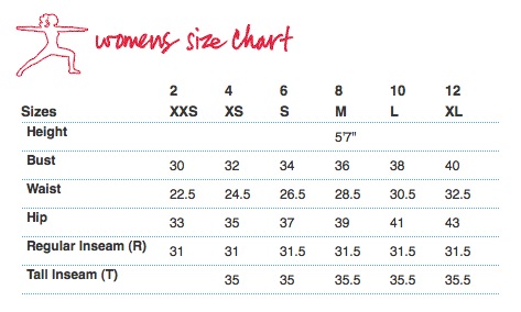 Lululemon Size Chart For Crops